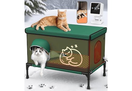 Heated Outdoor Cat House With Camera