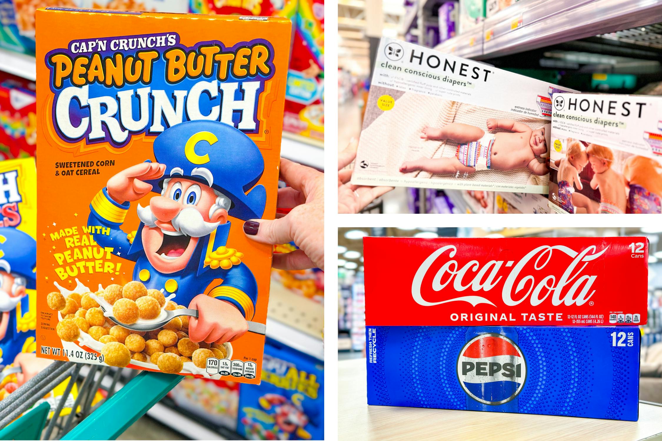 cereal diapers soda collage