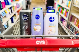 nivea body washes in a cvs shopping cart