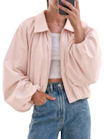 Womens Cropped Bomber Jacket