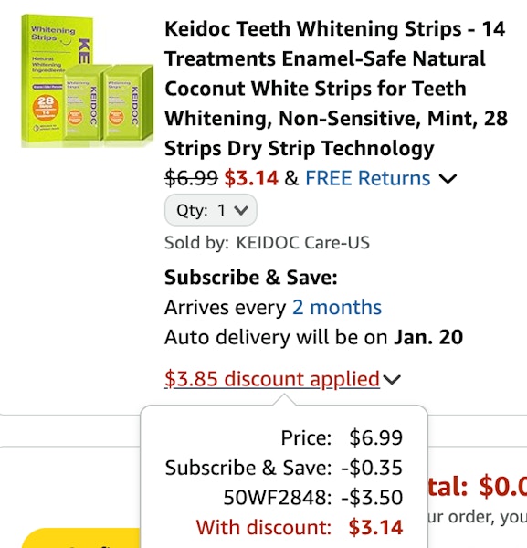 Keidoc teeth strips cart 1-15-25