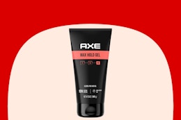 dollar general axe max hold hair gel on cream and red background