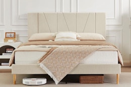 Upholstered Platform Bed Frame, Starting at $180 at Wayfair (Reg. $1,050) card image