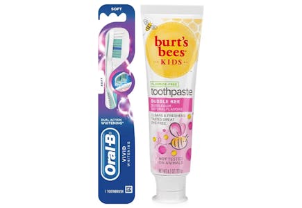 1 Oral-B Toothbrush + 1 Burt's Bees Toothpaste