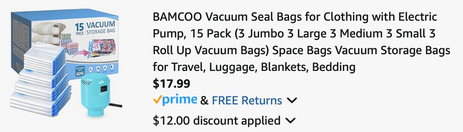 vacuum seal bag set