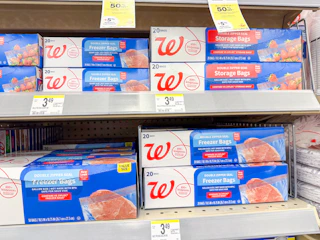 walgreens food storage bag packs on shelf