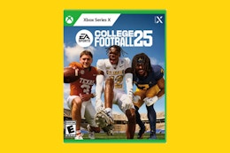 College football 25 Xbox game on a yellow background. 