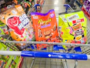 halloween candy bags in shopping cart