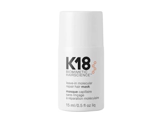 A 0.5 ounce bottle of K18 biominetic Hairscience Leave-In Molecular Repair Hair Mask from Sephora