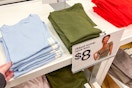 women's tees and tanks sitting on a target shelf