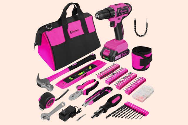 Pink Household 137-Piece Tool Kit, Priced at $15.29 on Amazon card image