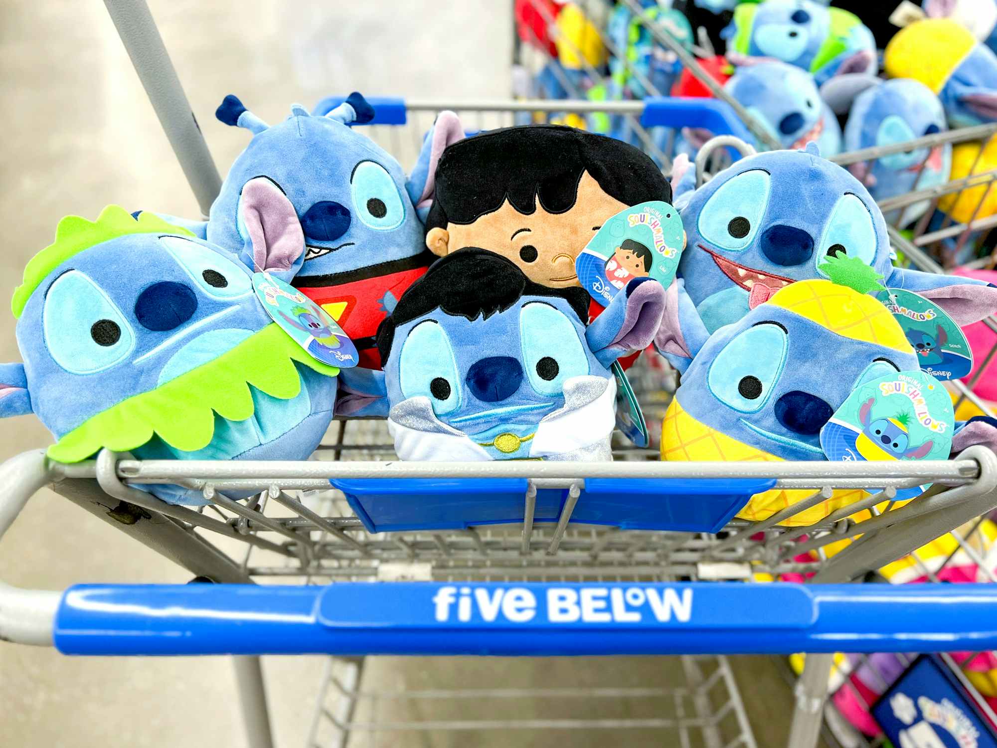 disney lilo and stitch squishmallows in five below shopping cart