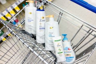 shopping cart with dove personal care products