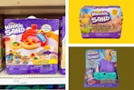 3 kinetic sand sets side by side