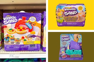3 kinetic sand sets side by side