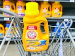 Arm & Hammer 48-load detergent bottle in Walmart shopping cart