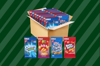 a pack of nabisco snacks on a green background