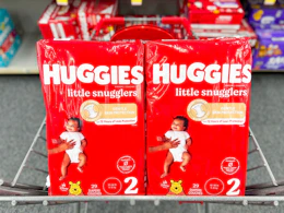 huggies diaper packs in a cvs cart