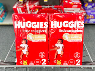 huggies diaper packs in a cvs cart