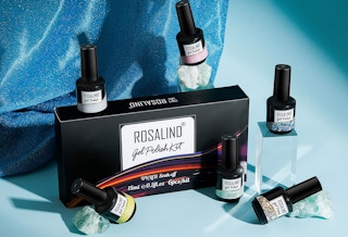 six polish bottles on box