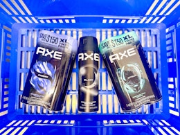 3 Axe products in Walmart shopping basket (sponsored)