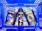 3 Axe products in Walmart shopping basket (sponsored)