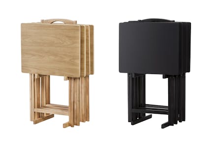 Wood TV Tray Set