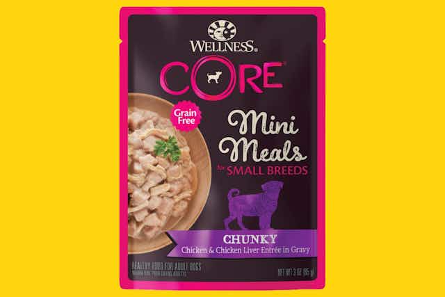 Wellness Wet Dog Food: Get 24 Pouches for as Low as $11.40 on Amazon card image