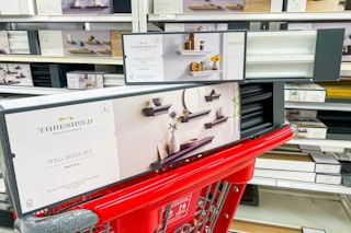 threshold floating wall shelves sitting on a target cart