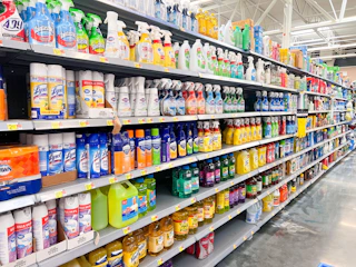 Cleaning products on display at Walmart