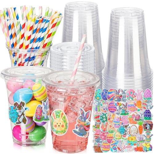 Easter Clear Plastic Cups 50-Pack