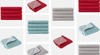 collage of scrubbing dish cloths in different colors