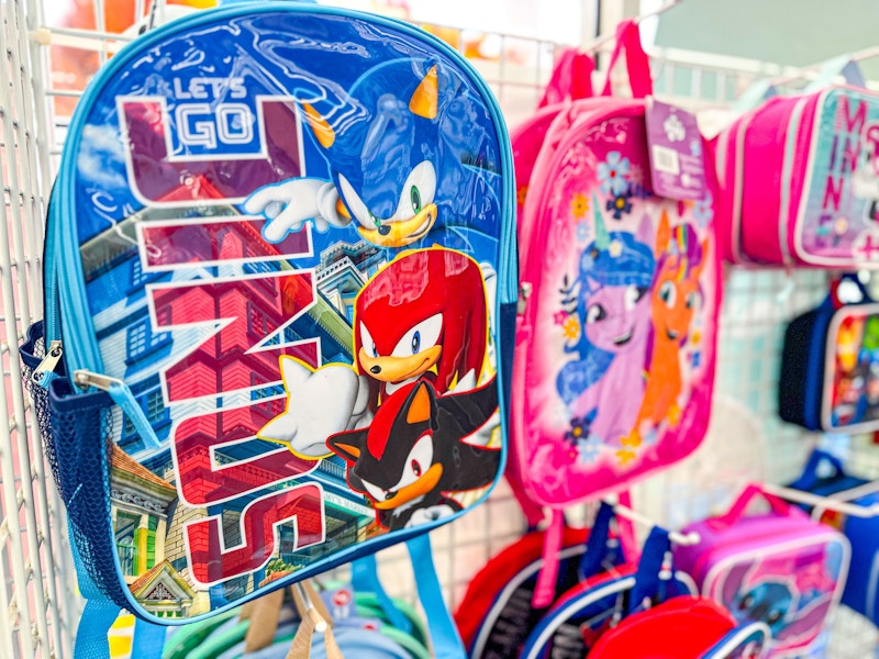 dollar tree sonic and my little pony backpacks