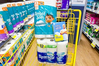 angel soft, mr. clean, sparkle products in shopping cart