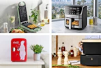 4 lifestyle photos of kitchen appliances 