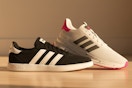 Adidas women's shoes next to each other on floor