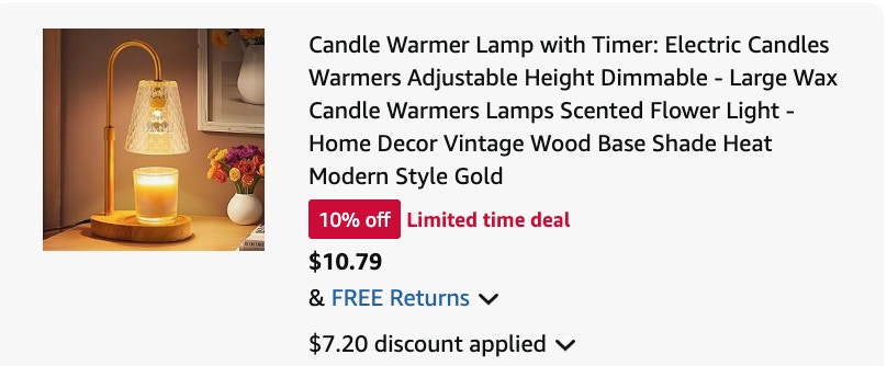 candle lamp Amazon receipt