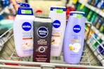 4 nivea body washes in a cart