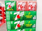 7up soda 12-packs stacked in walgreens