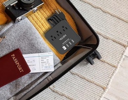a small power strip in a suitcase