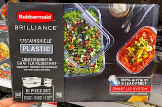 rubbermaid brilliance 10 piece set sitting on a target cart