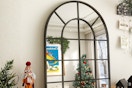 black windowpane wall mirror