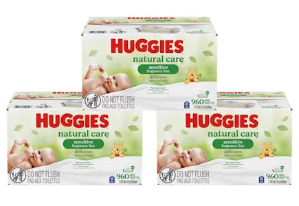 3 Huggies Natural Care Baby Wipes