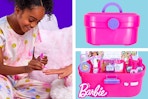 2 stock images and 1 lifestyle image of the Barbie Cosmetic Case