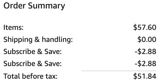 an amazon order summary ending in $51.84