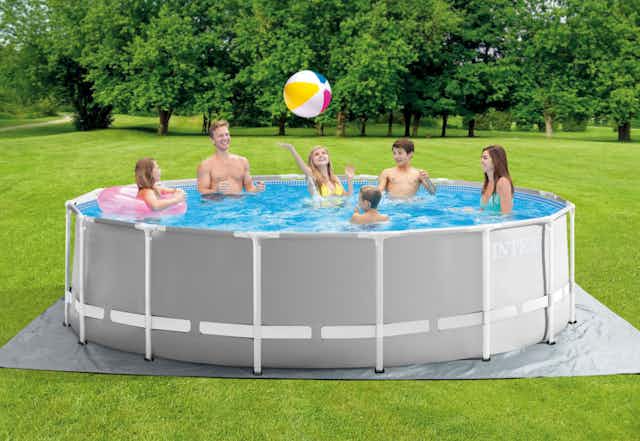 Intex 10' x 30" Gray Steel Frame Pool, Only $110 Shipped at Wayfair card image