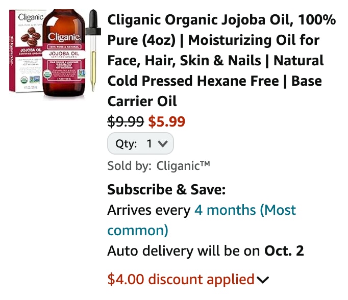 Cliganic Jojoba cart