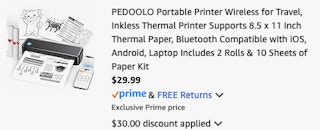 thermal printer Amazon receipt