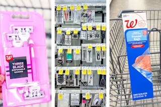 collage with razors, freezer bas, and beauty tools