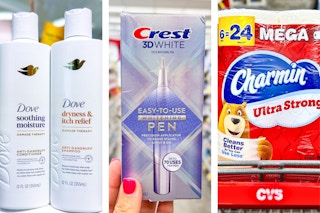 collage with dove, crest, charmin